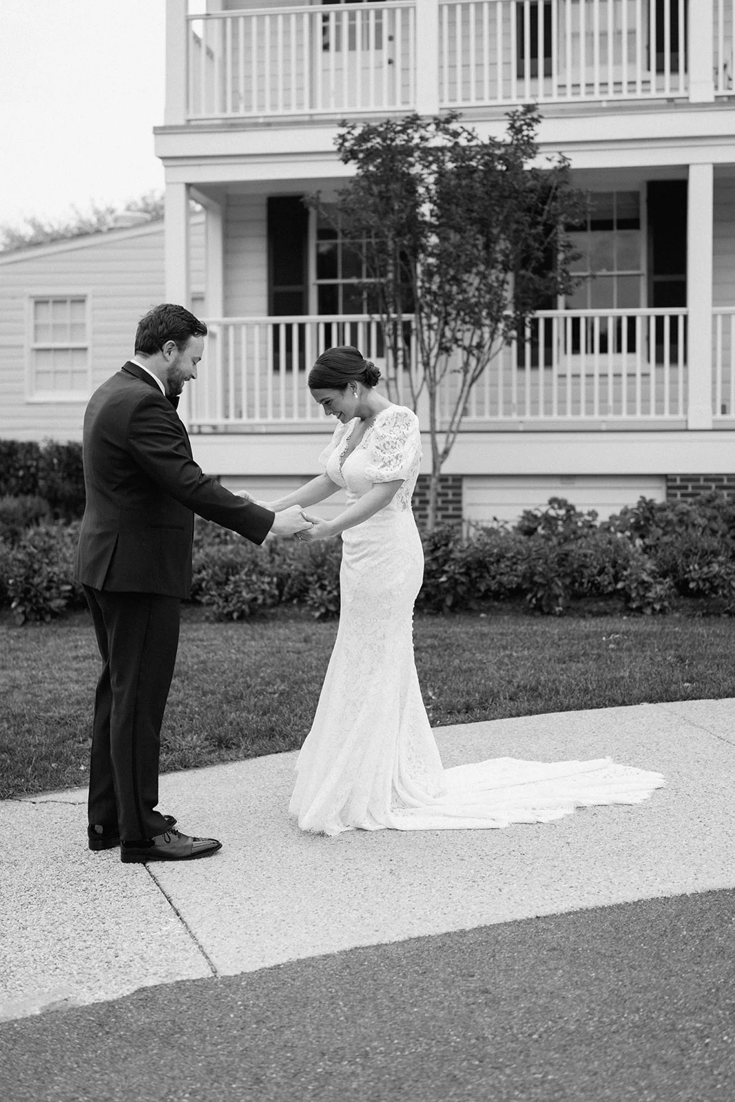 B&G outside the manor house at Kent Island Resort